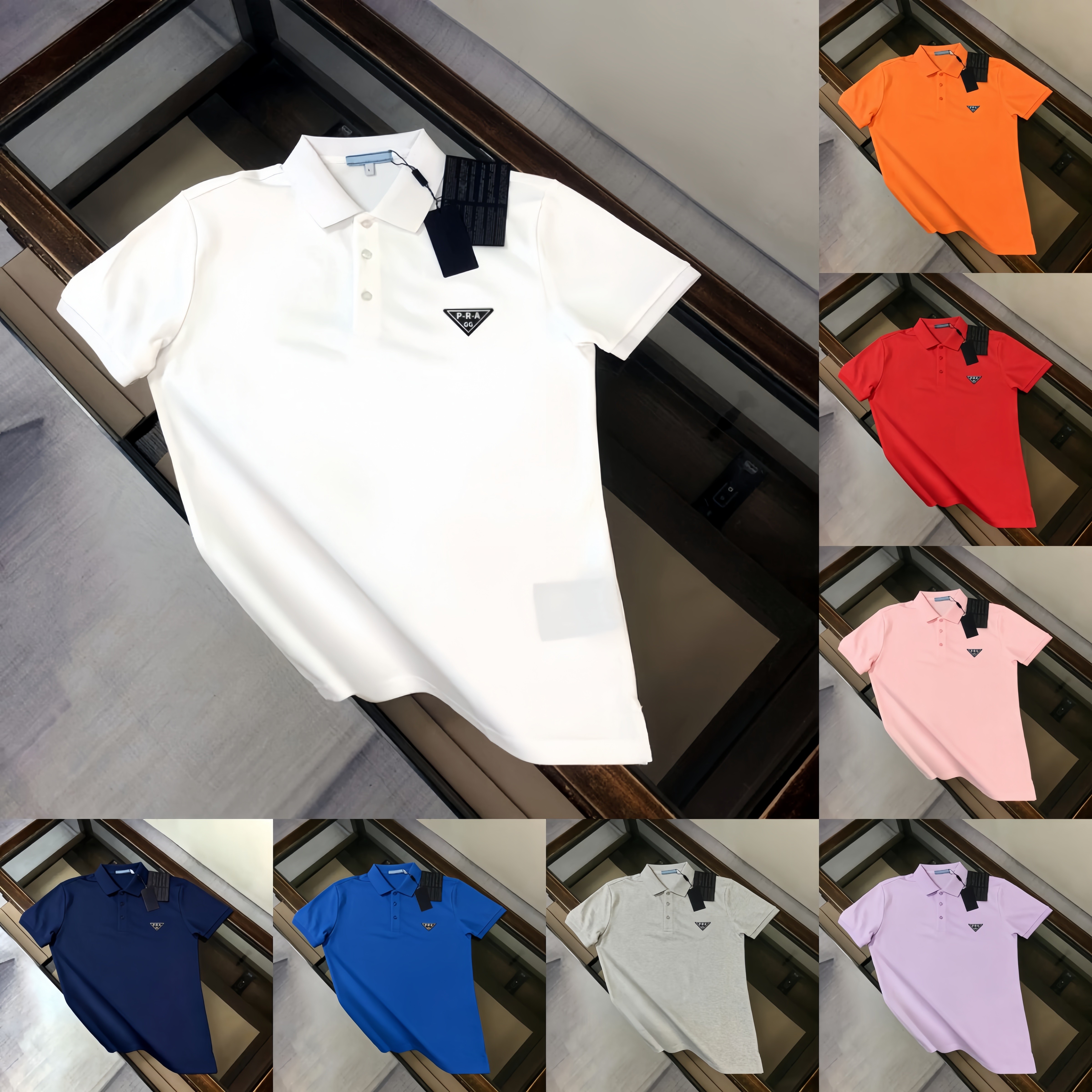 GG-Pra Designer Mens Polos T Shirts Tees Fashion Casual Lapel Business Polo Shirt Man Women Sports Breathable Sweat-wicking Polo Shirt Short Sleeve Sweatshirts Top