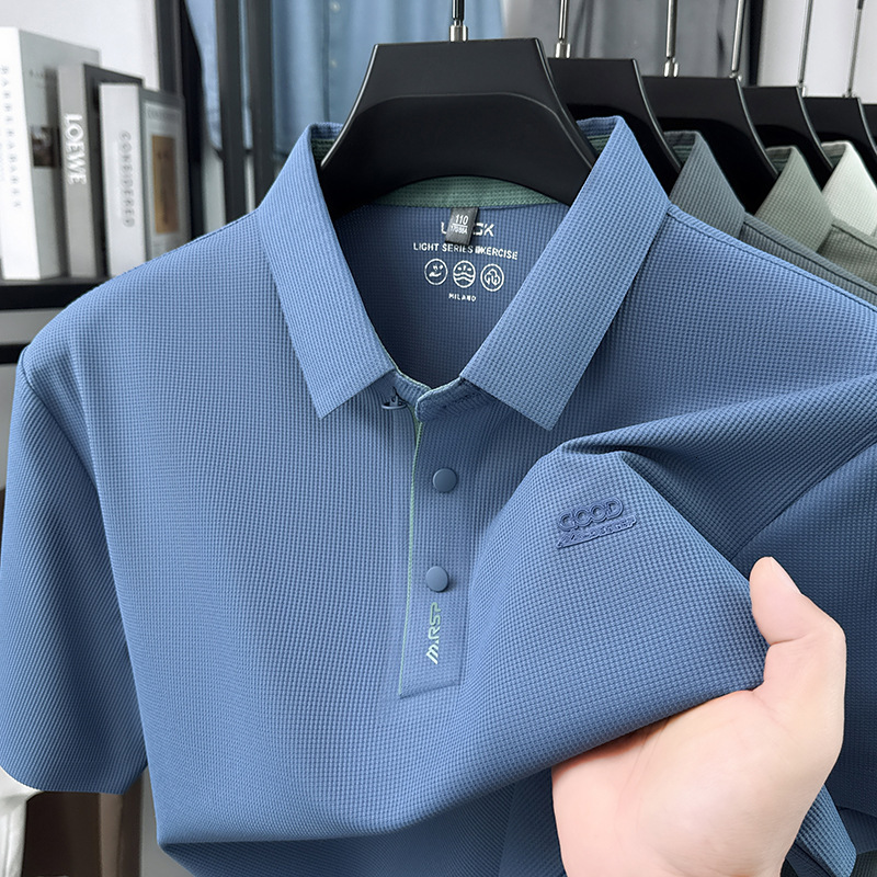 Summer New Short-sleeve Polo Shirt For Men Hoodie Business Style Ice Designer T-shirt Silk Half-sleeve Casual And Versatile T-shirt For Young And Middle-aged Men