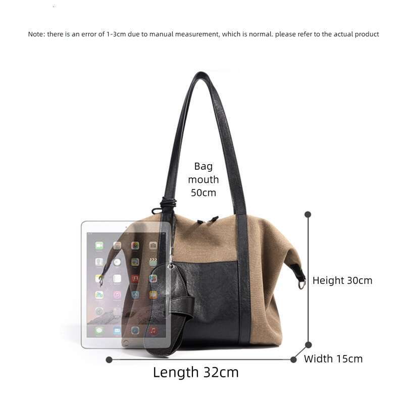 New Casual Commuter Women Bag Canvas Cowhide Spliced Light Luxury Large Capacity Versatile Crossbody Shoulder Handbag SENYY