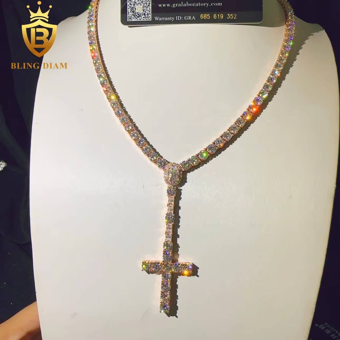 Pass Diamond Tester 925 Sterling Silver Hip Hop Jewelry Fashion VVS Moissanite Diamond Moissanite Tennis Chain Necklace - view 7