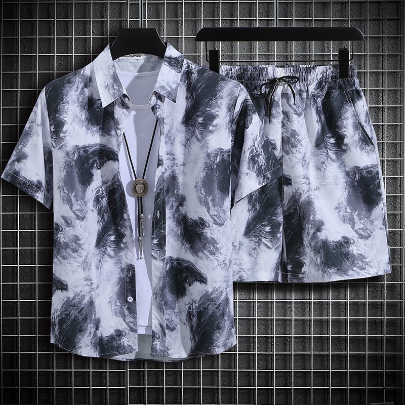 Ice Silk Designer T-shirt Beach Set Men's Short Sleeve Floral Shirt Hoodie Plus Size Loose Hawaiian Quick-dry Casual Polo Shorts Couple Set