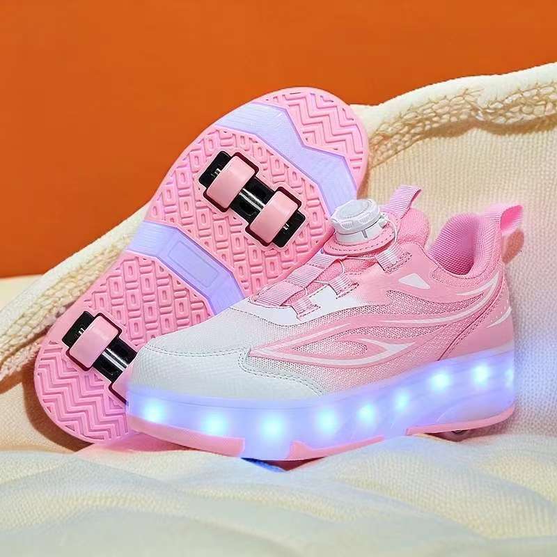 29-40 USB Charging Children Sneakers With 2 Wheels Girls Boys Led Shoes Kids Sneakers With Wheels Roller Skate Shoes SH190916