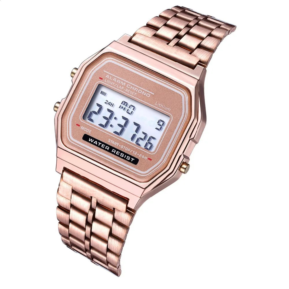 Steel strip LED electronic watch ultra-thin gold and silver cold light watch F91W steel strip original Su Feng fashion multifunc 260514