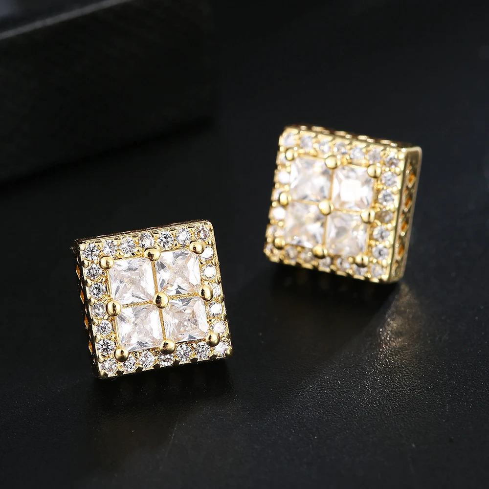 Emmaya Rock Hip Hop Iced Out Stud Earring for Men Male Ice Studded Zircon Gold Color Piercing Ear Accessories Hiphop Trend Jewel 260513 - view 7