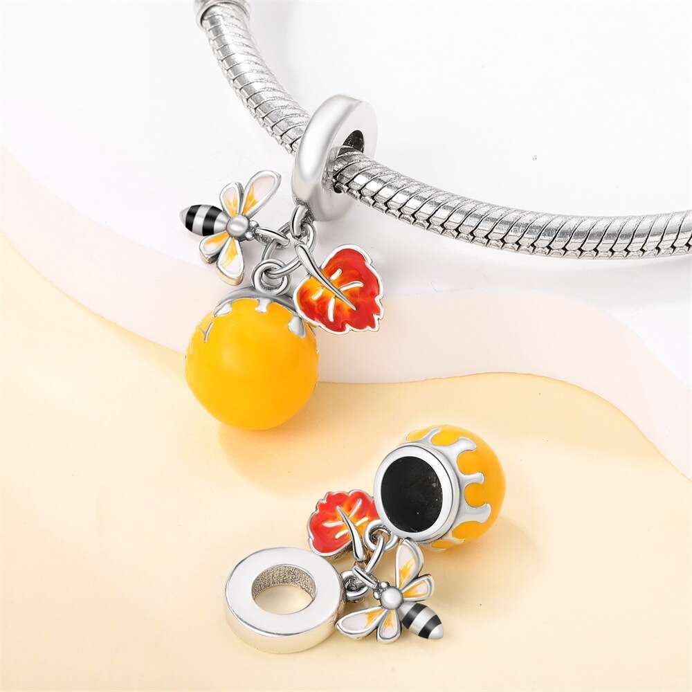 Autumn Maple Leaf Owl Squirrel Charm Beads DIY Jewelry Bracelet Accessories Copper Silver Plated New Export Model - view 3