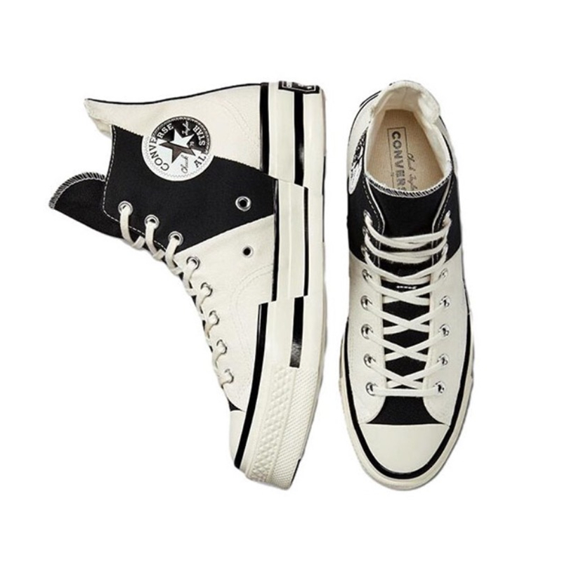 Classic Converse Chuck 70 Plus Deconstructive Style High Top Canvas Shoes Unisex Black White A01388C - view 5