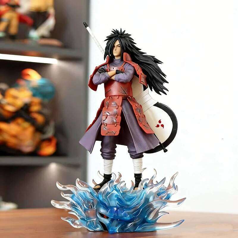 25cm/42cm Anime Naruto GK Uchiha Madara CW Gatekeeper Ver Light Up Figure PVC Statue Collect Model Toy Desktop Ornament Boy Gift 26Y0515
