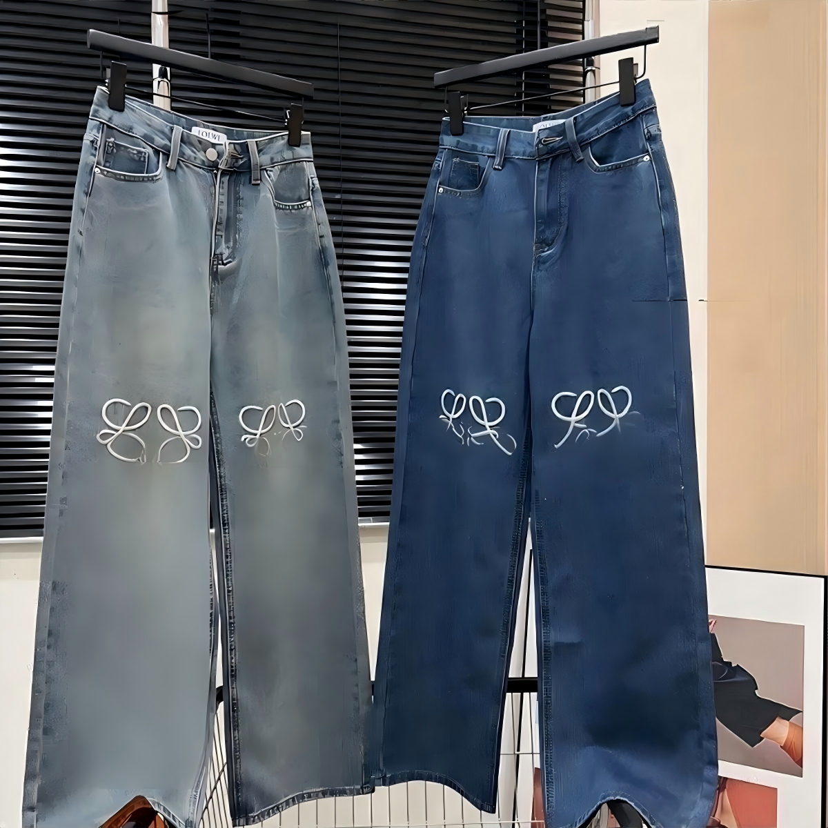 2026 New Womens Designer Blue Denim Pants Loose High Waisted Embroidered Versatile Jeans Trendy Trousers Free Shipping