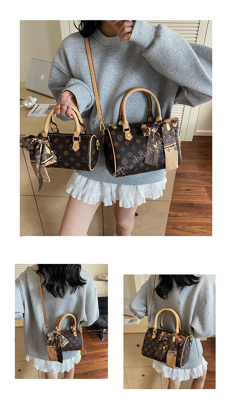 Classic Vintage Print Tote Bag Various Styles Detachable Strap Crossbody Shoulder Purse With Scarf Charm For Women