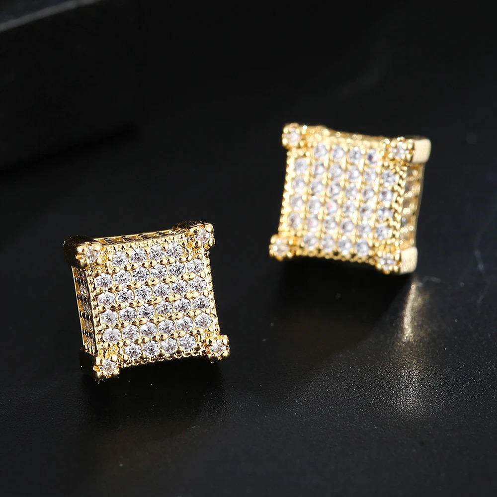 Emmaya Rock Hip Hop Iced Out Stud Earring for Men Male Ice Studded Zircon Gold Color Piercing Ear Accessories Hiphop Trend Jewel 260513 - view 5