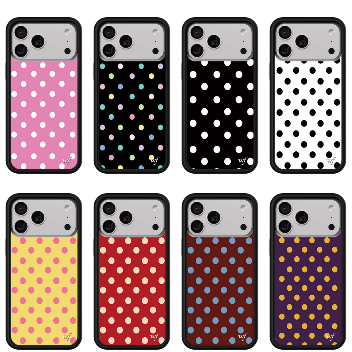 WildFlow black polka dot phone case compatible with iPhone 17 Apple 16 Pro Max/15 Plus protective cover