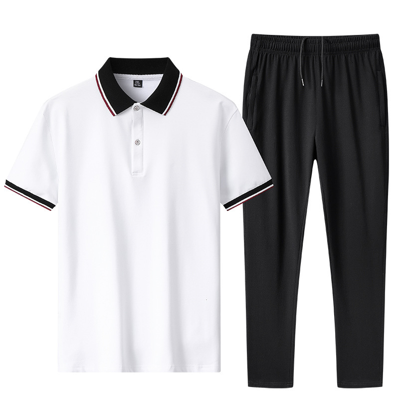 Summer Men's Short-sleeve Suit Hoodie Casual Sporty Business Suit Men's Long Pants Collared Designer T-shirt Polo Shirt Polo Fashionable And Trendy