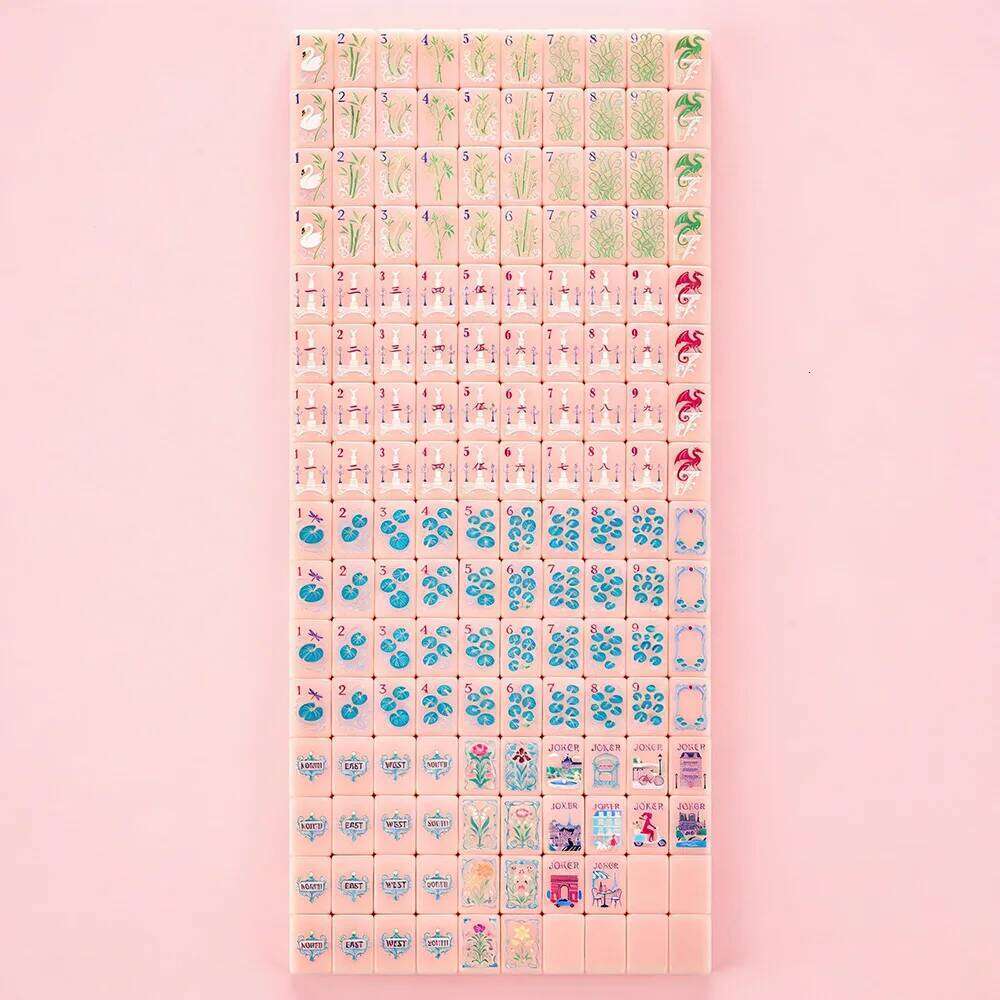 Pink Mini American Set Single-Layer Acrylic Portable 160pcs Mahjong Tiles Perfect for Home & Travel Leisure Board Game J260515