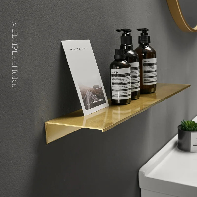 30-50cm Modern Brushed Gold Black White Bathroom Storage Rack Bathroom Shelves Kitchen Wall Shelf Home Accessories 260513