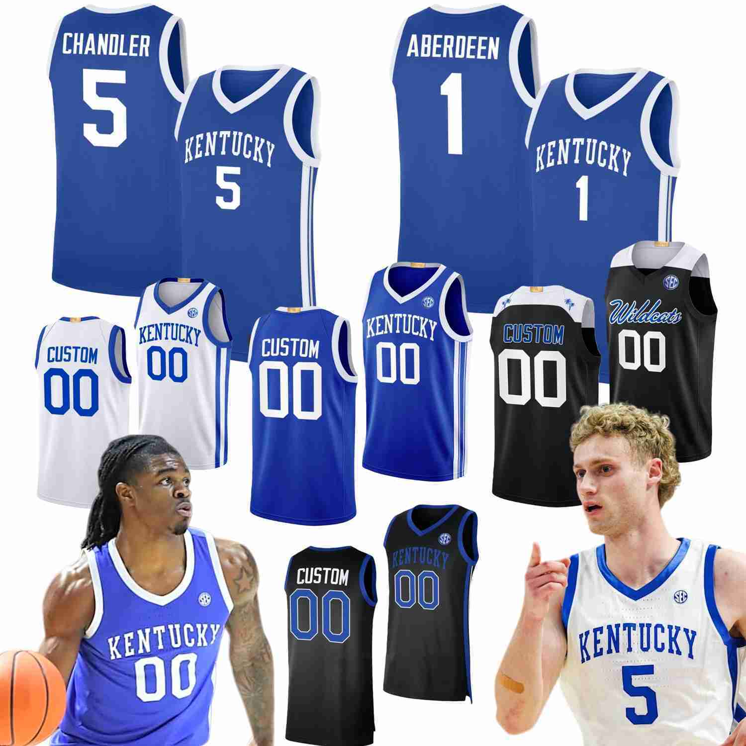 Kentucky Wildcat Basketball Jersey College 1 Denzel Aberdeen 00 Otega Oweh 5 Collin Chandler Mouhamed Dioubate Moreno Johnson Lowe Noah Wall Towns Ree