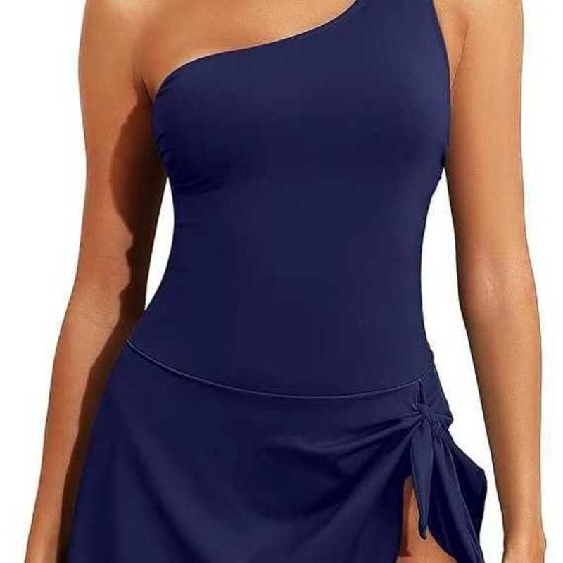New women's one-shoulder sexy slim-fit skirt-style one-piece swimsuit with print FOVM