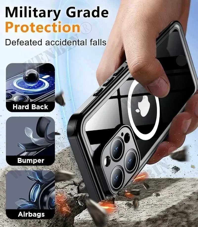 IP68 Waterproof Case For iPhone 17 16 15 Pro Max Plus Full Body Protective Cover Swim Underwater Diving Magnetic Fundas C260515