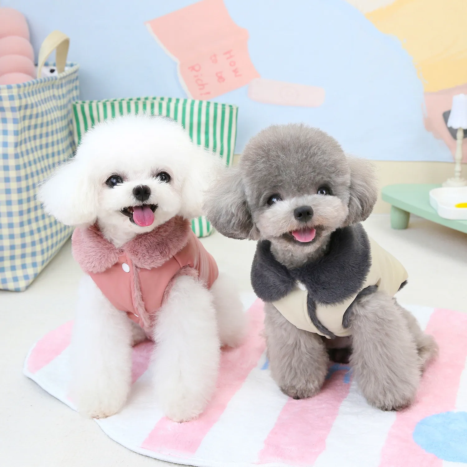 Furry Friend's Essential Cold Weather Gear: Warm & Secure Fit Plush Cotton Pet Jacket HF30