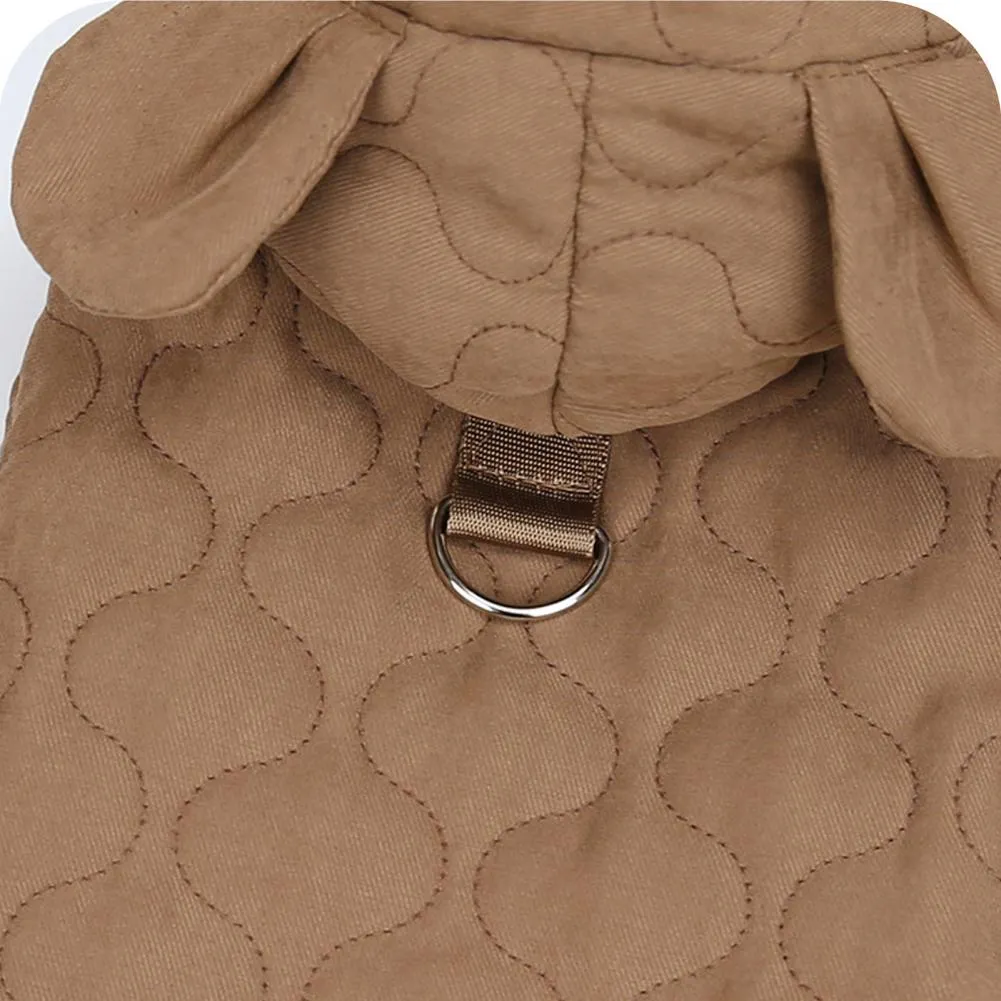 Trendy Winter Wear for Dogs Plush Fabricated Overcoat with Easy-On Buttons HF39