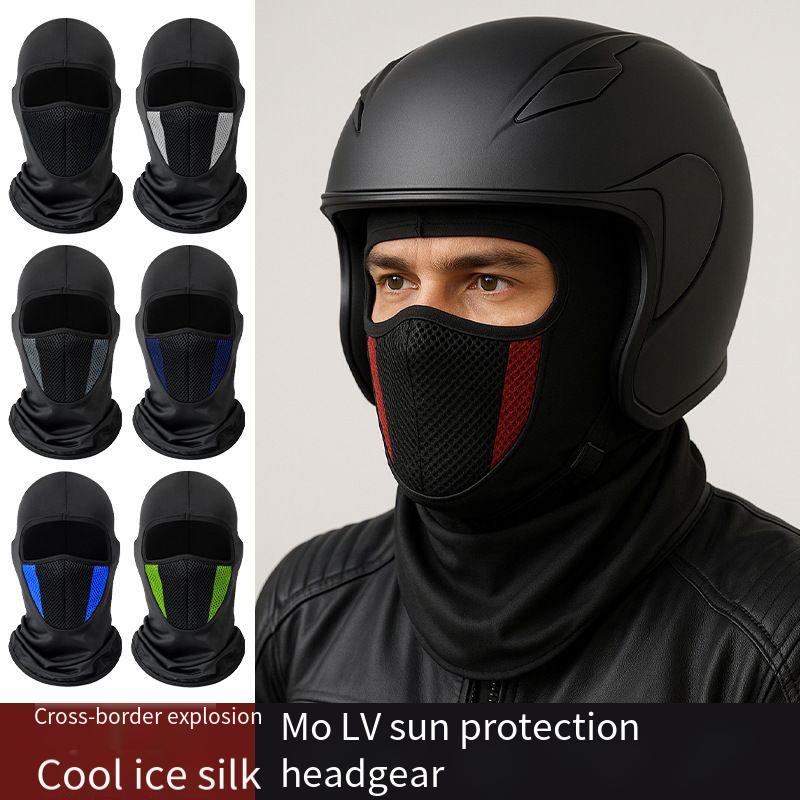 Summer sun protection riding hood neck ice silk mask full face thin breathable filter speed dry hood anti-sand motorcycle hood customizable logo.