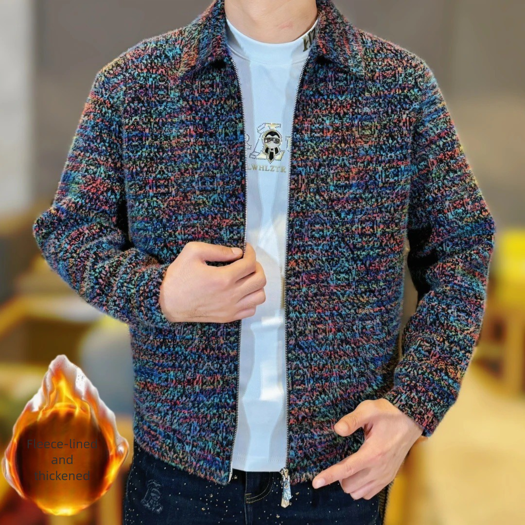 Designer Jacket Winter With Thickened Wool Lining Men's Trendy Luxury Jacket, Cardigan, Stand Up Collar Casual Men's Top High-quality Classi