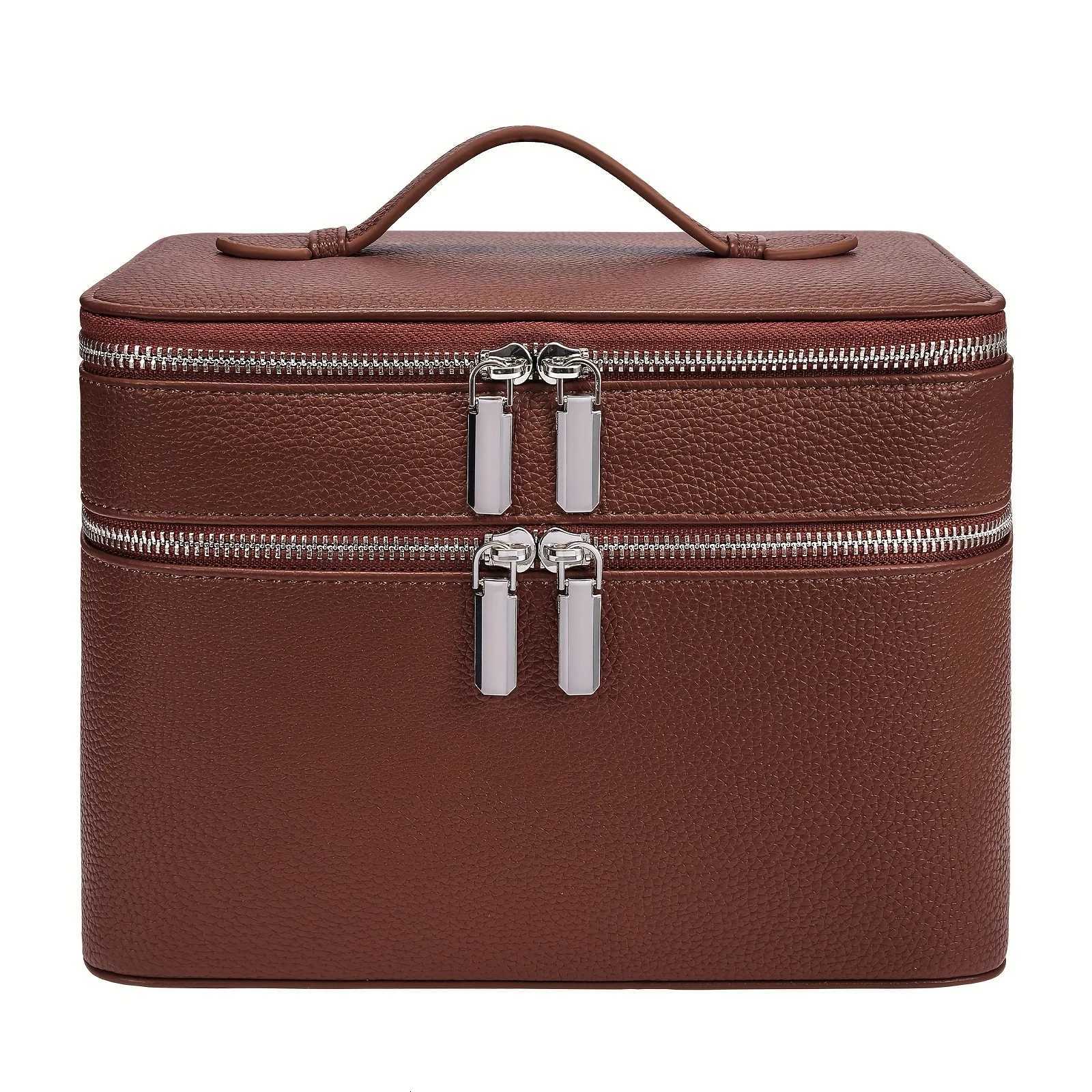 Double Layered Portable Professional Makeup Bag Skincare Tool Pack Beauty Eyelash PU Storage Box Multi Partition Cosmetic BagT250515