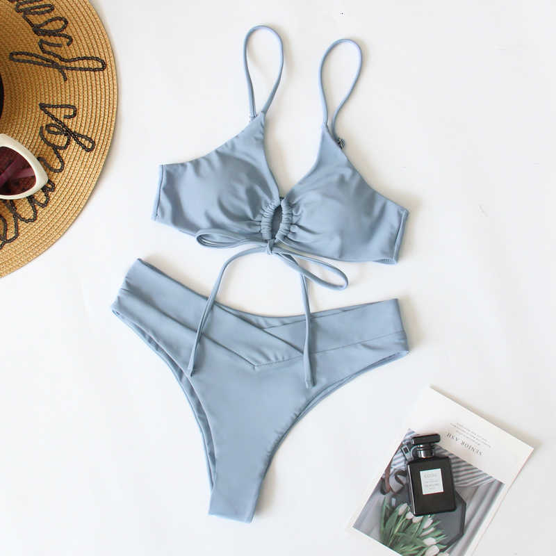2023 New Bikini Multi Color Lace up Sexy Split Swimwear 7EYK