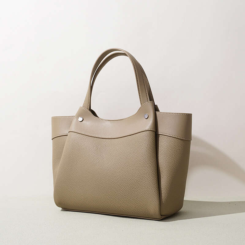 Solid Color Retro Genuine Leather Tote Bag Mother Daughter Matching Versatile High End Single Shoulder Crossbody Handbag Daily Work Commute Bag SENYY