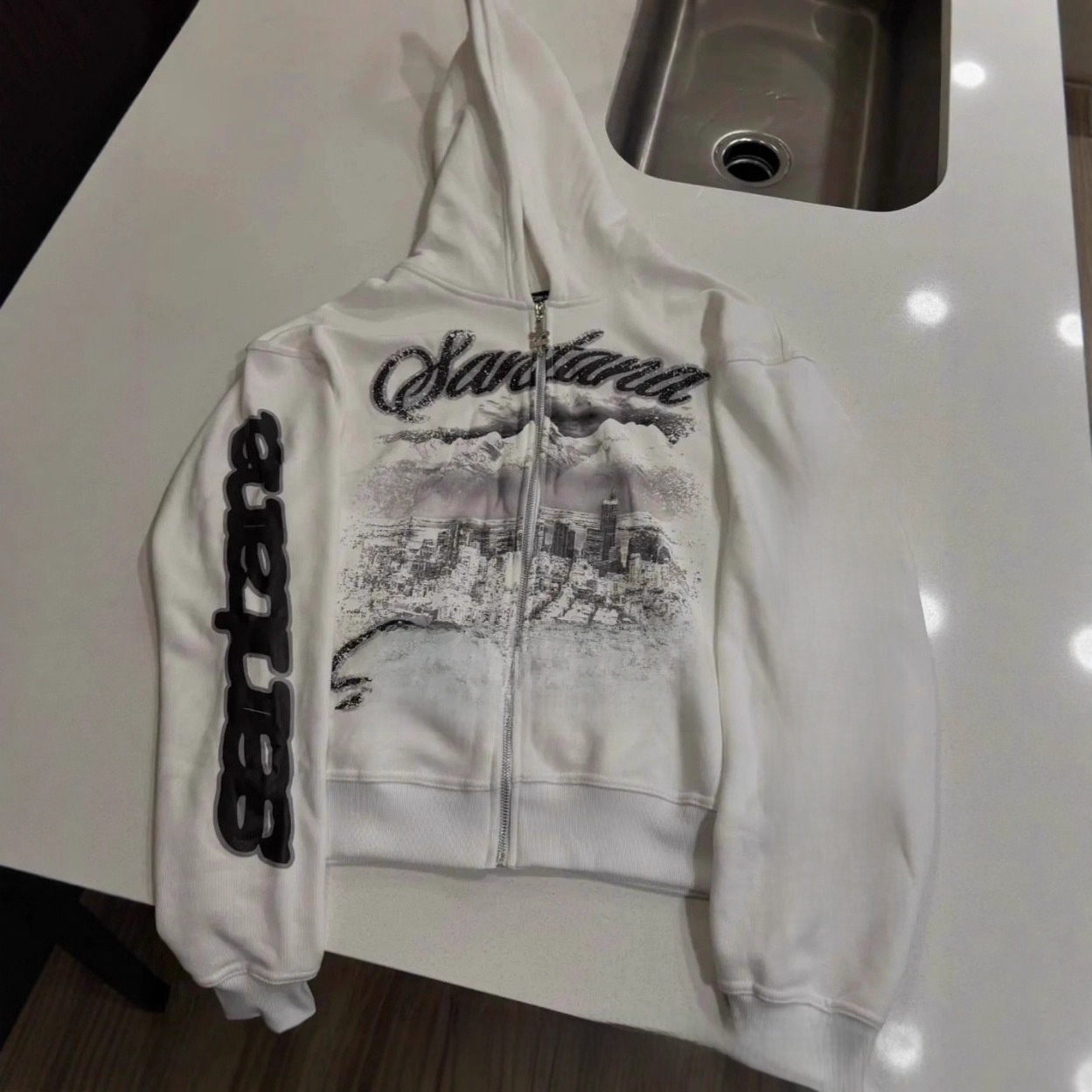 Designer American Style Hot Retro Harajuku Dark Hip Hop High Street Cartoon Print Zipper Hoodie Loose Sweatshirt