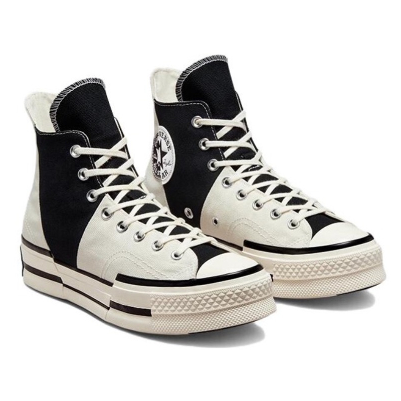 Classic Converse Chuck 70 Plus Deconstructive Style High Top Canvas Shoes Unisex Black White A01388C - view 4