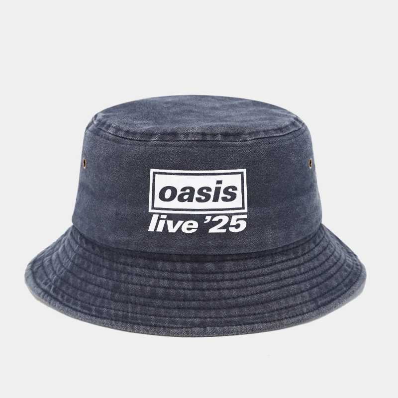 Wholesale Oasis Printed Washed Denim Bucket Hat Retro Sunshade Sun Hat Outdoor Anti Ultraviolet Fashion 2025 Popular Basin Hat T260515