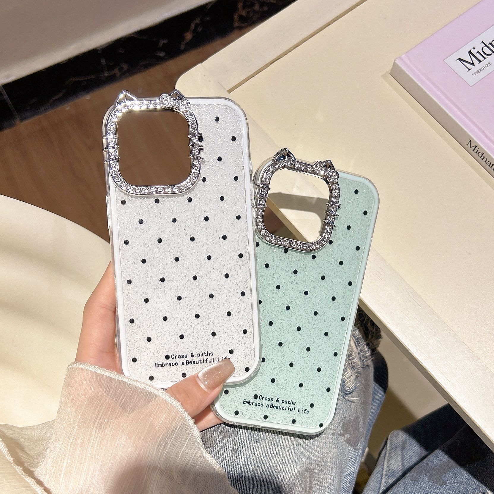 Internet Celebrity High-Value Polka Dot Compatible iPhone 17 Case 14 Apple Pro Max Premium 13 Shockproof 15 for Women