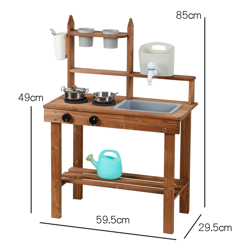 Wooden Kids Outdoor Mud Kitchen Playset (A/B Style) - Backyard Pretend Cooking Station with Sink & Accessories MSN24011