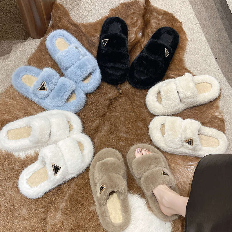 Thick-Soled Height-Increasing Furry Women, Outdoor Wear, Autumn Winter, Internet Celebrity Light Luxury Versatile Cotton Slippers, Home Hot-Selling Sl