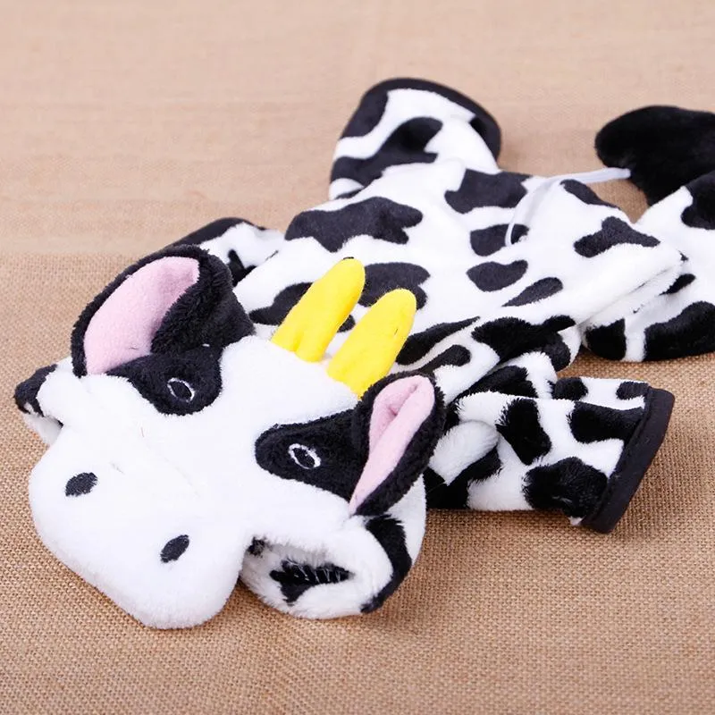 Halloween Festive Cow Pattern Outfit with Insulated Hooded Vest - Versatile Canine/Cat Wear HF34