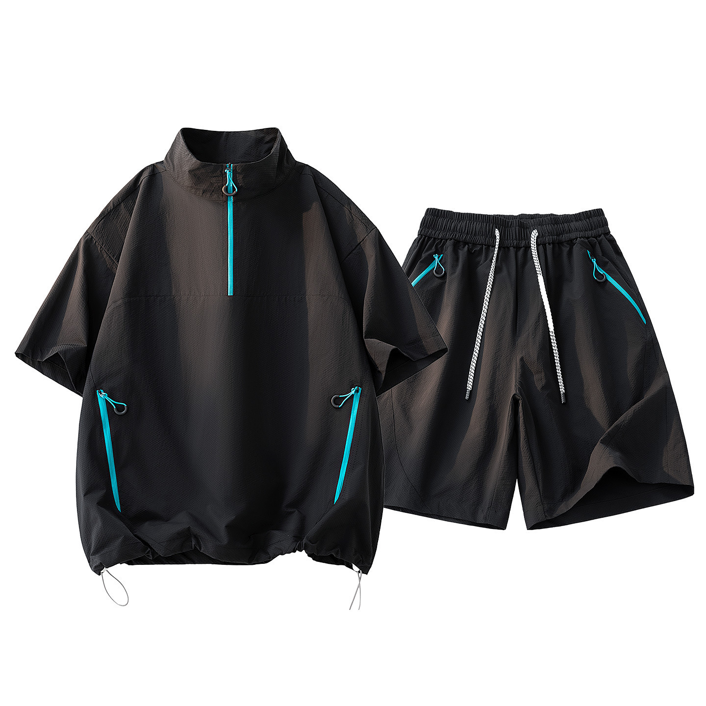 New Short-sleeve Men's 2026 Summer Hoodie Outfit Y Designer T-shirt American Style Loose-fit Polo Fashion Shorts Plus Size Casual Two-piece Set