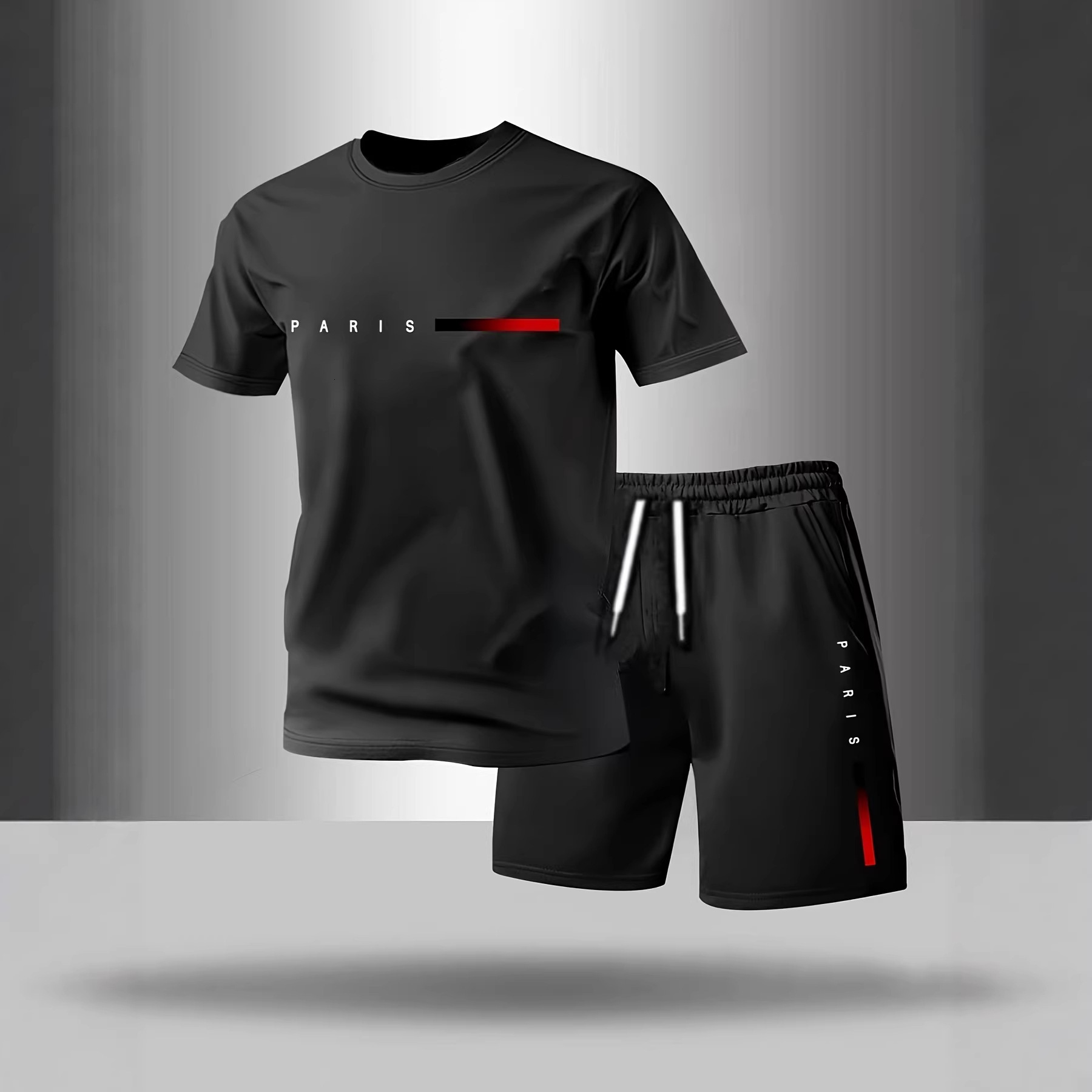 European Polo Size Men's Summer Casual Comfortable Sports Suit Round Hoodie Designer T-shirt Neck Short-sleeve Shorts Two-piece Loungewear