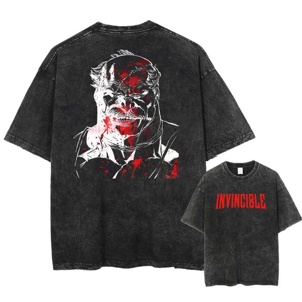 Y2k Anime Invincible Print Washed New Arrival Mens Clothes Tee Shirt Homme Graphic T-Shirts Tshirt for Men Ropa Hombre J260515
