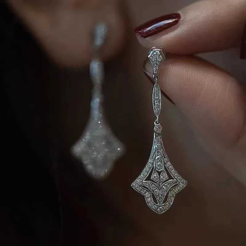 Vintage Dangle Earring Zircon 925 Sterling silver Party Wedding Drop Earrings for Women Bridal Promise Jewelry Birthday Gift Z260515