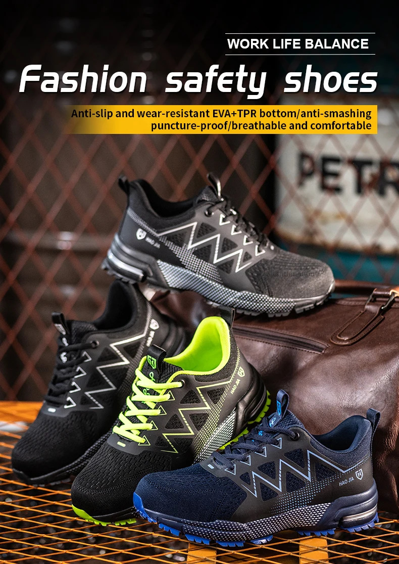 Lightweight Work Safety Shoes Men Women Indestructible Steel Toe Shoes Protective Safety Boots Breathable Security Work Sneakers 260515