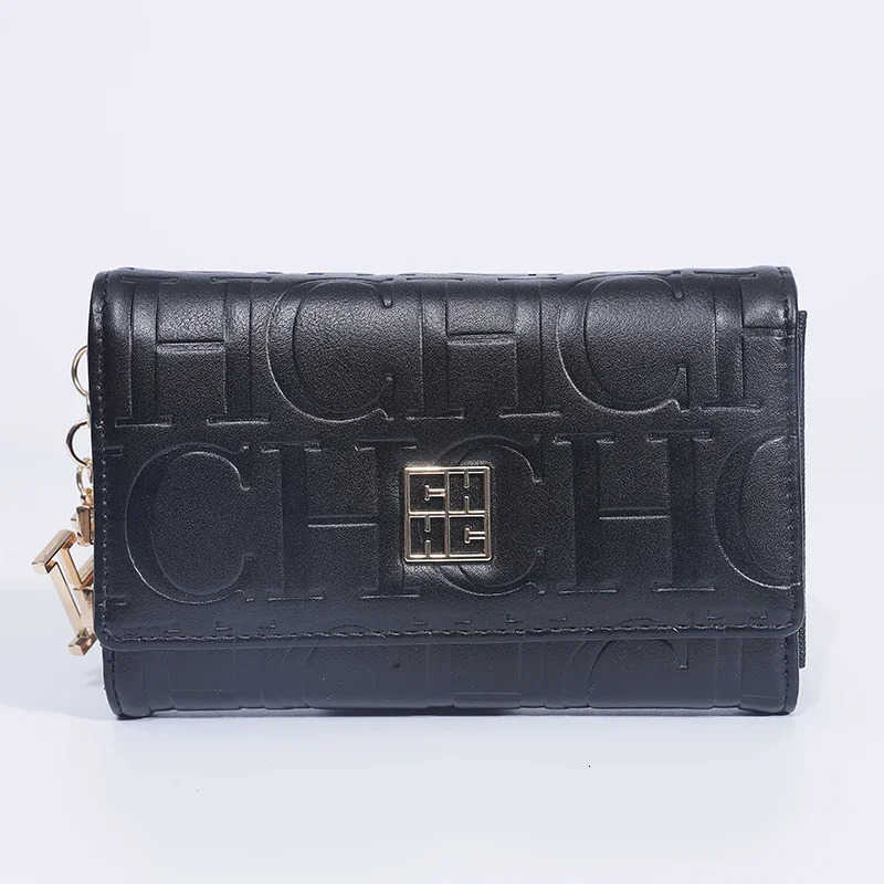 CH Fashion Autumn/Winter Small Wallet 2025 New Solid Color Letter Embossed Male and Female Multi Card Slot Wallet H260515