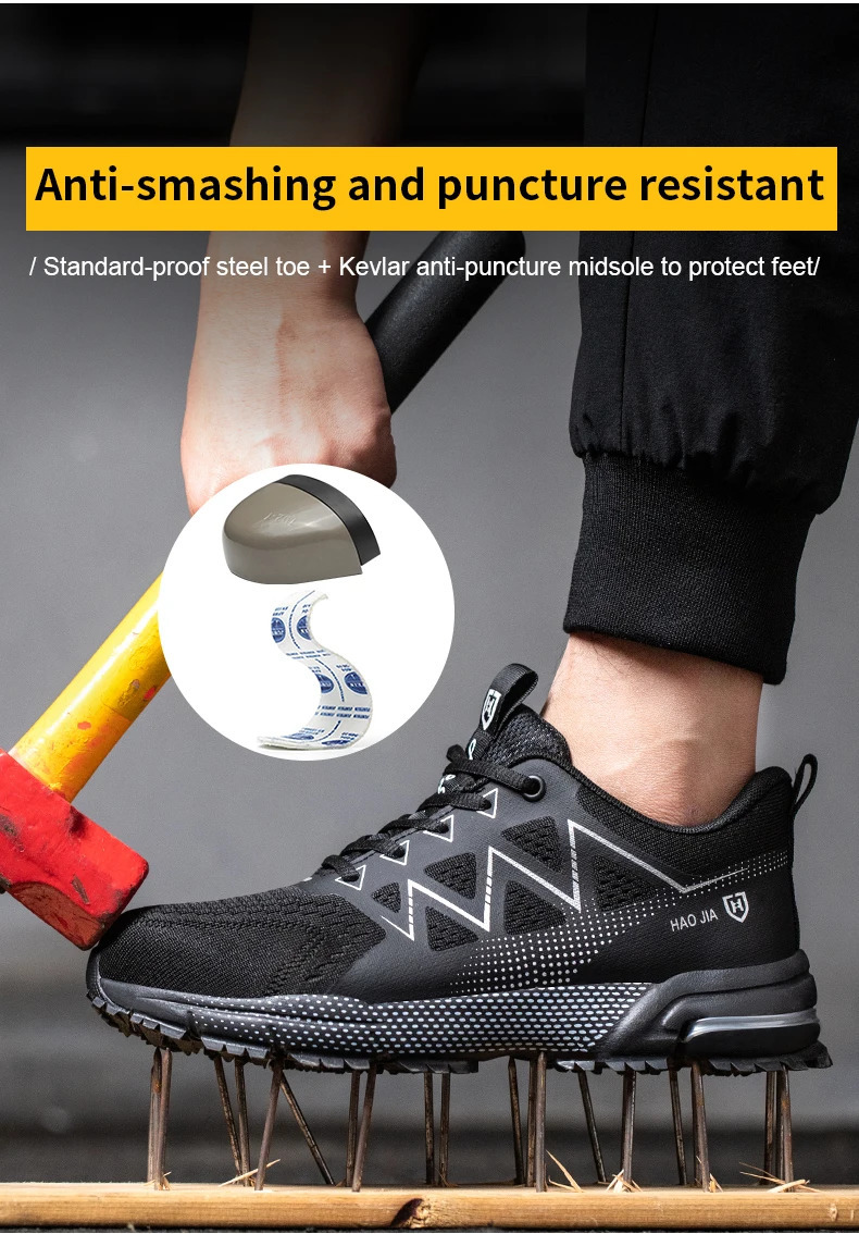 Lightweight Work Safety Shoes Men Women Indestructible Steel Toe Shoes Protective Safety Boots Breathable Security Work Sneakers 260515