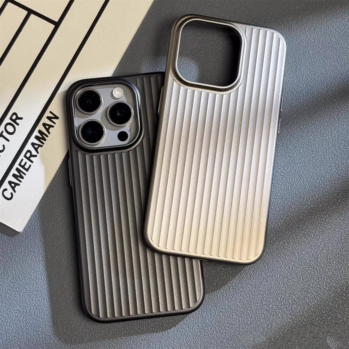 Corrugated Pattern Compatible with 16 Phone Case Apple 13 New iPhone 15 Pro Max Large Hole Metallic Paint Hard Cover