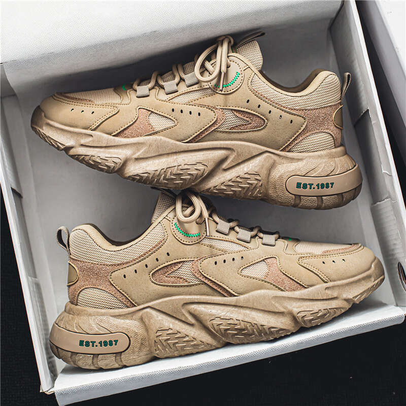 Men's Dad Shoes New Autumn Trend Versatile Mesh Casual Youth Shock Absorption Running Sports Height Increasing