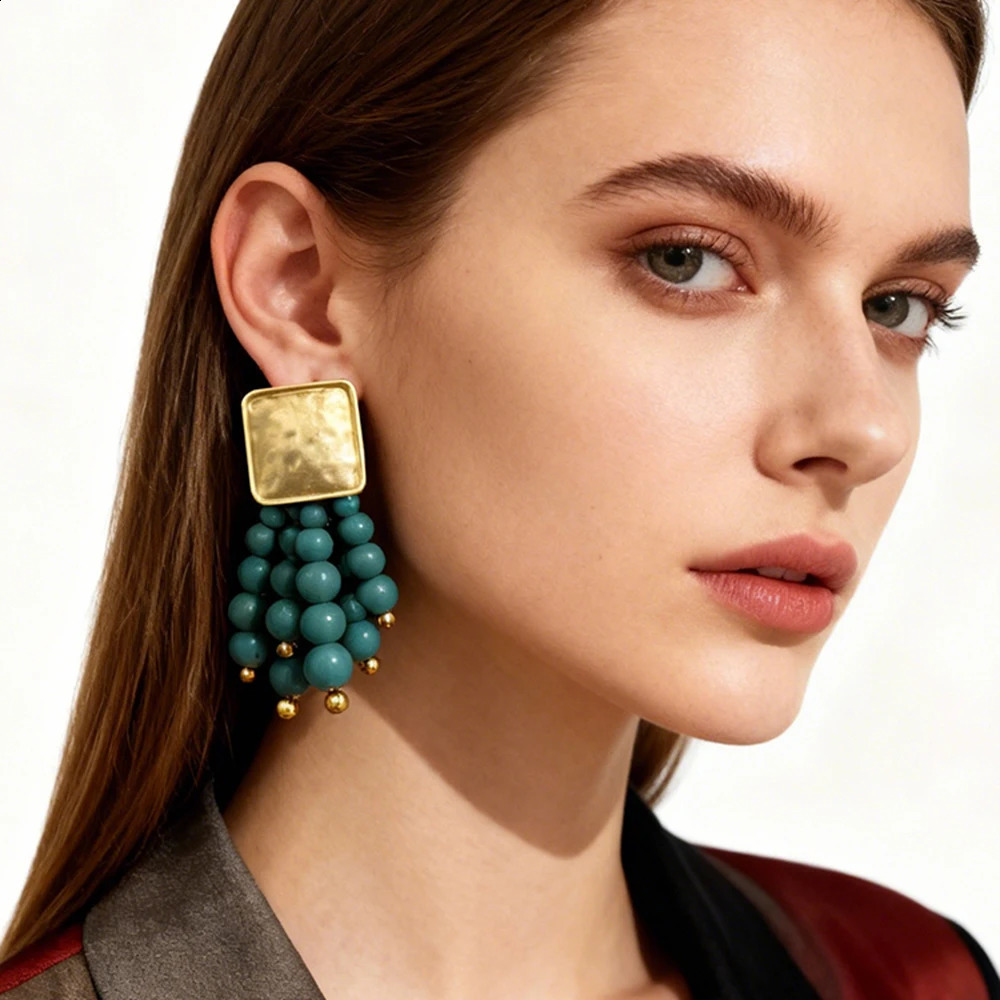 Vintage Handmade Wooden Drop Dangle Earrings Maxi Beaded Bohemian Statement Wedding Jewelry For Women brincos 260514 - view 4