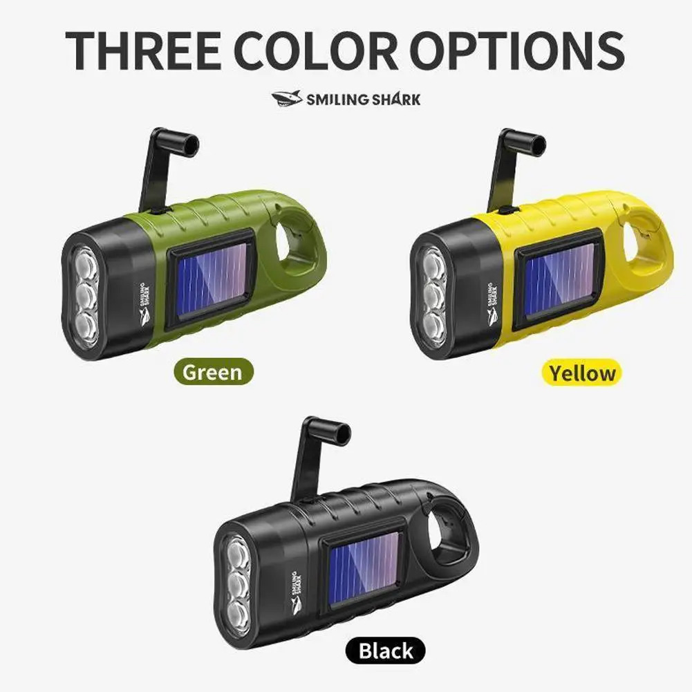 Hand Crank Dynamo Solar Powered Flashlight Outdoor Emergency Lights Portable LED Flashlight For Outdoor Camping Hiking 260514