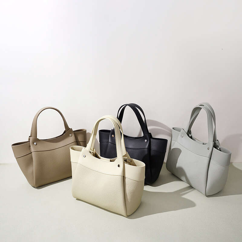 Solid Color Retro Genuine Leather Tote Bag Mother Daughter Matching Versatile High End Single Shoulder Crossbody Handbag Daily Work Commute Bag SENYY