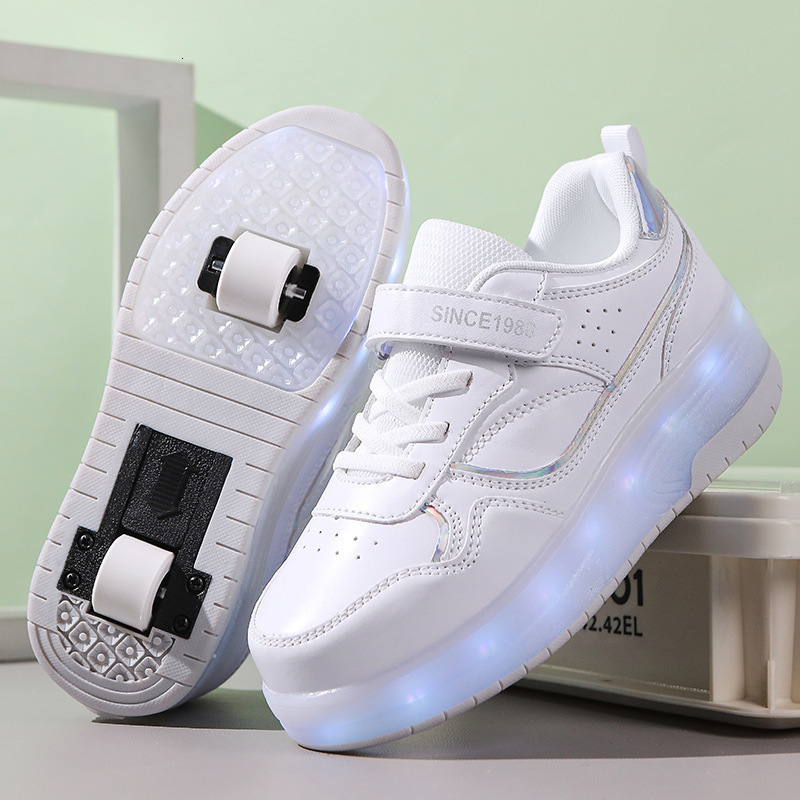 29-40 USB Charging Children Sneakers With 2 Wheels Girls Boys Led Shoes Kids Sneakers With Wheels Roller Skate Shoes SH190916