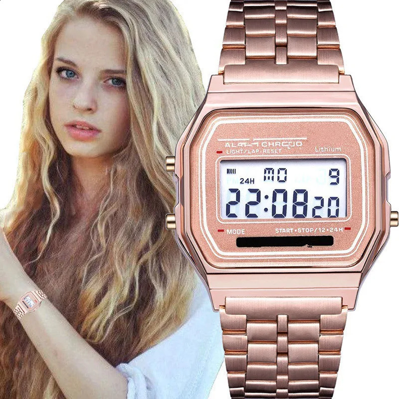 Steel strip LED electronic watch ultra-thin gold and silver cold light watch F91W steel strip original Su Feng fashion multifunc 260514