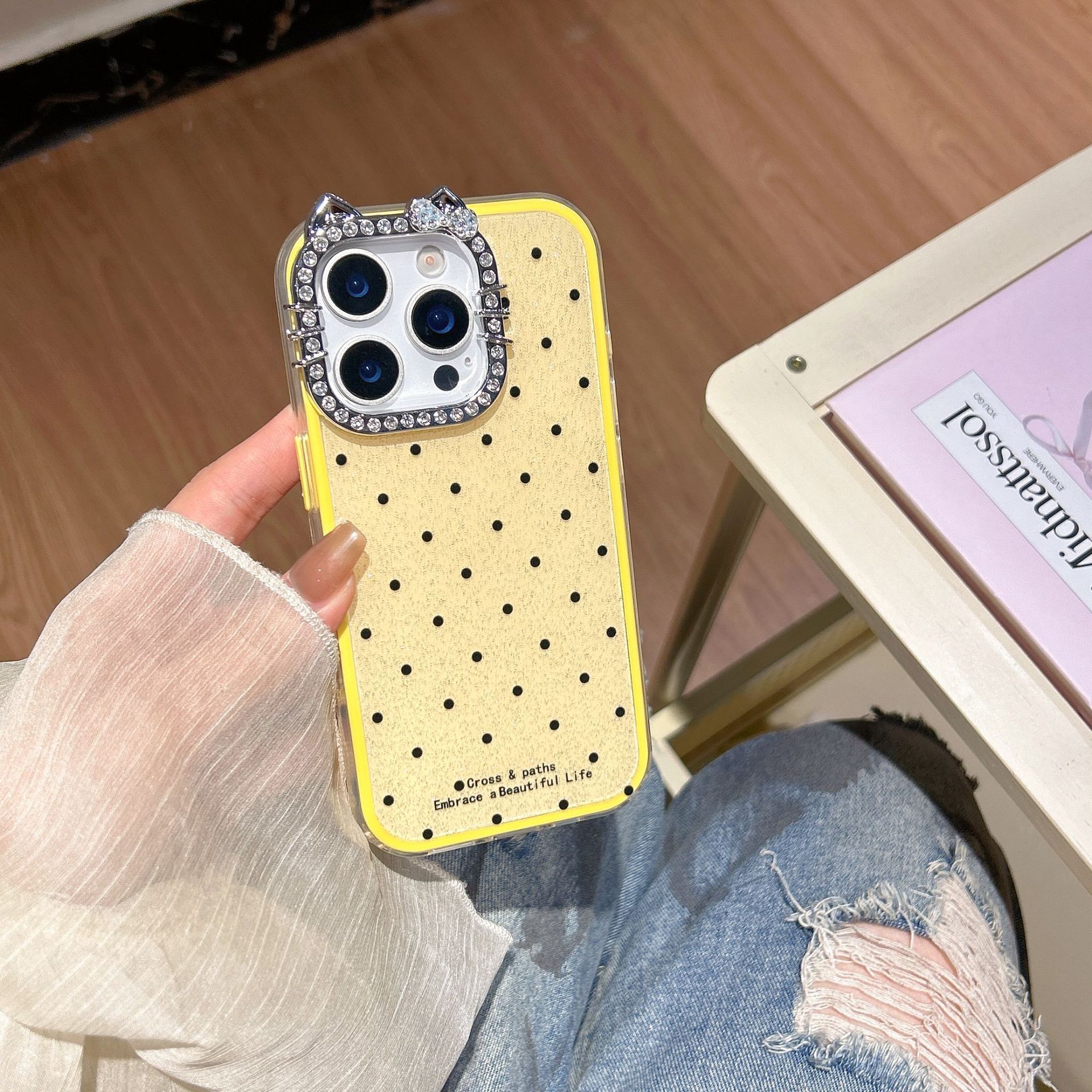 Internet Celebrity High-Value Polka Dot Compatible iPhone 17 Case 14 Apple Pro Max Premium 13 Shockproof 15 for Women